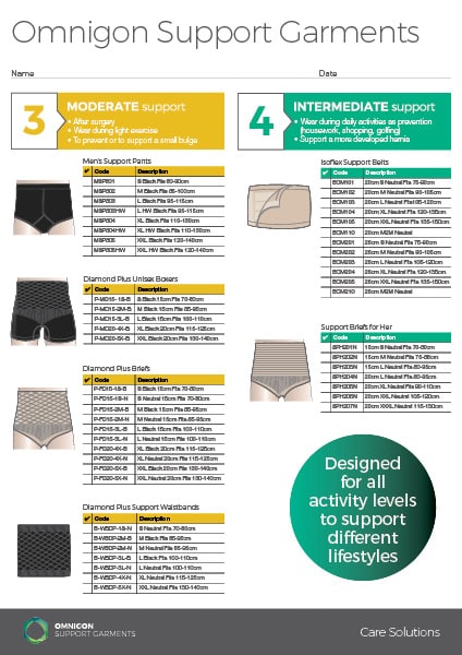 Omnigon Support Garments Discharge Flyer NZ
